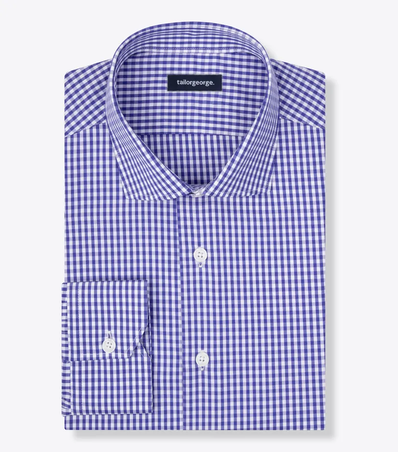 Chemise en popeline à carreaux bleu