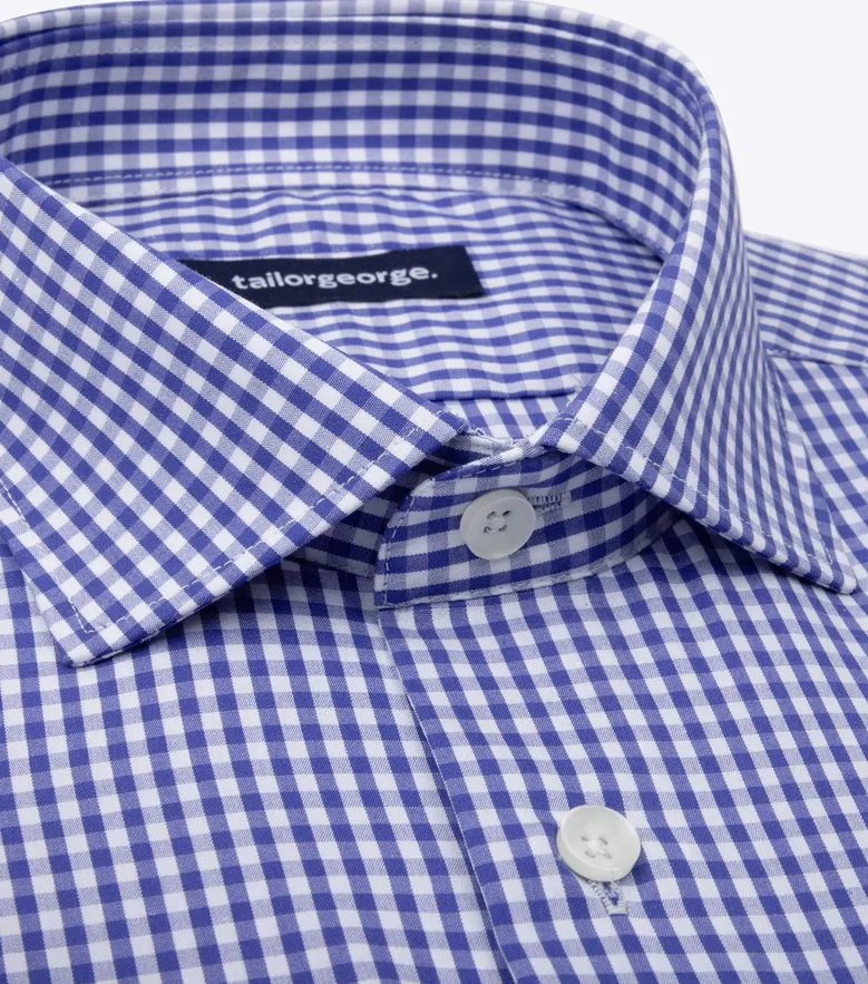 Chemise en popeline à carreaux bleu
