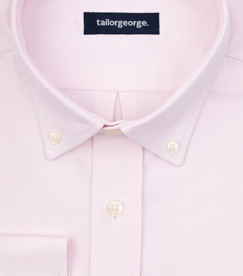 Chemise en Oxford américain épais uni rose pâle