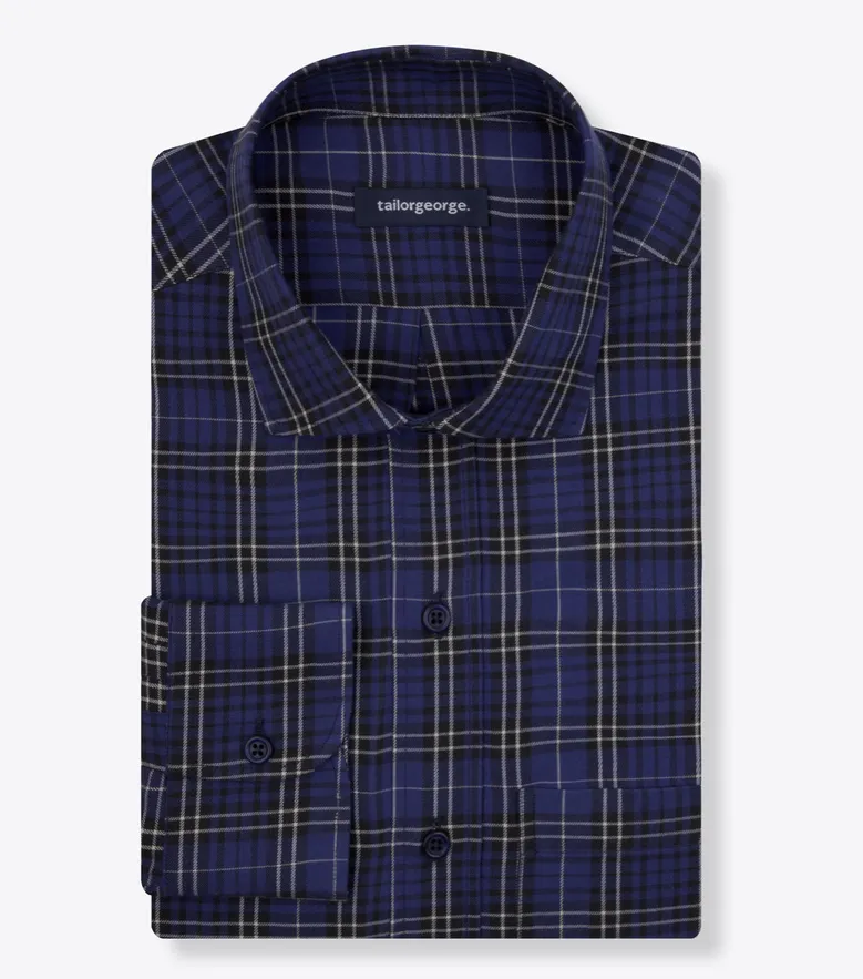 Chemise en flanelle à carreaux bleu