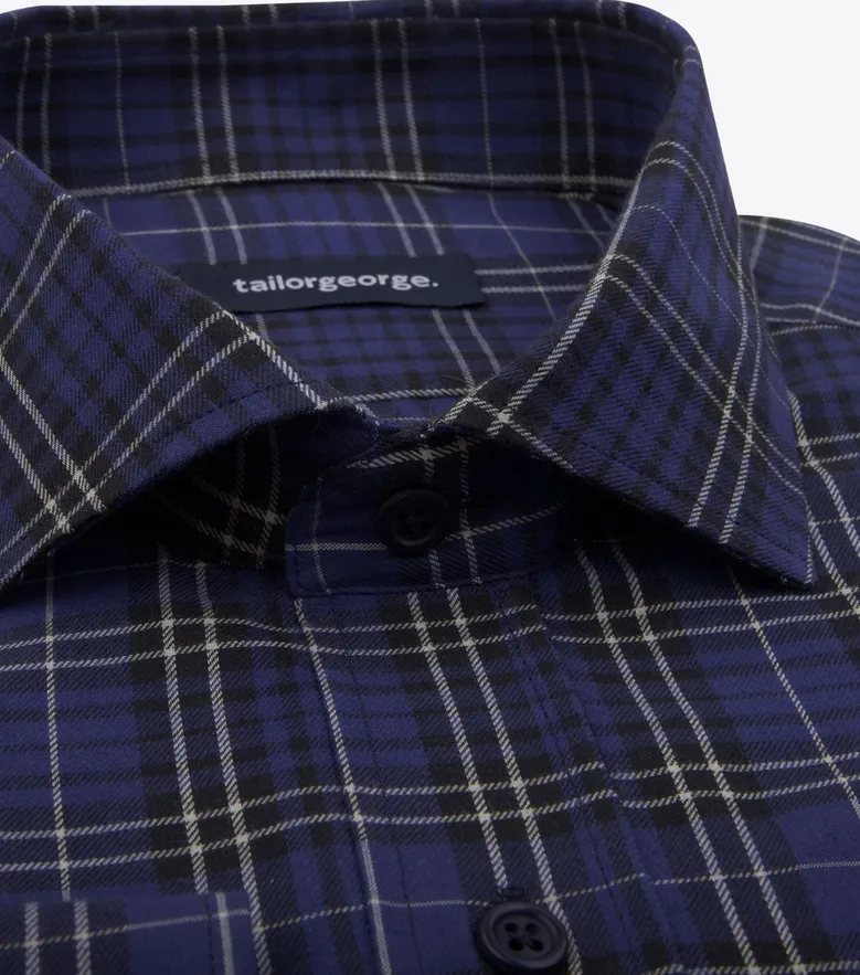 Chemise en flanelle à carreaux bleu