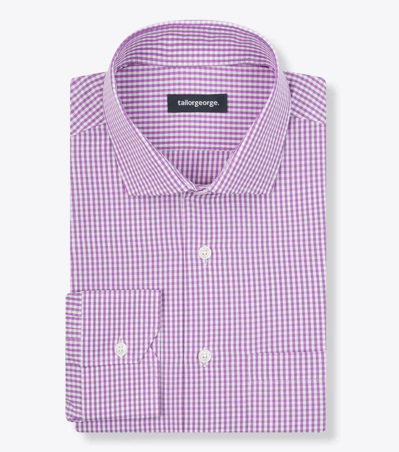 Chemise en popeline à carreaux mauve