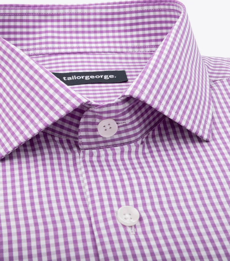 Chemise en popeline à carreaux mauve