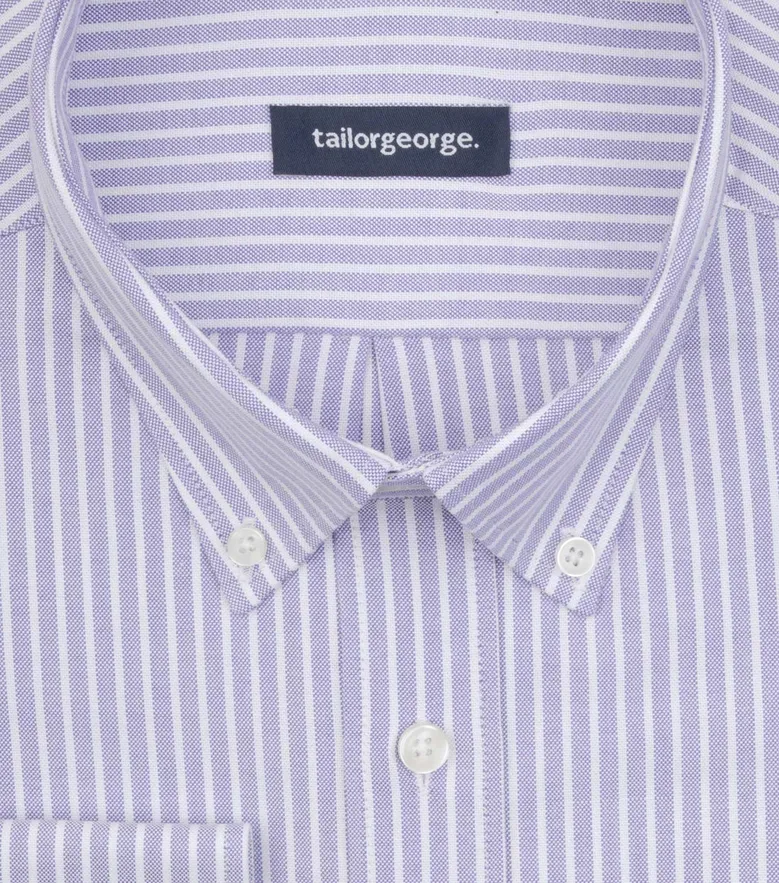 Oxford américain à rayures mauve