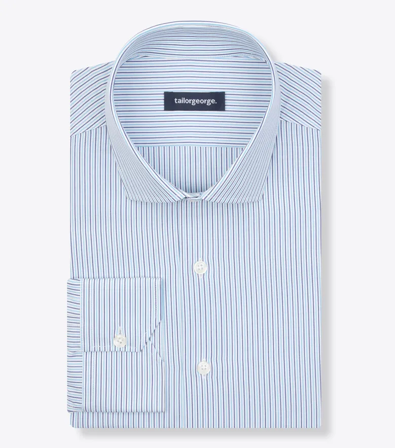 Chemise en popeline à rayures bleu ciel