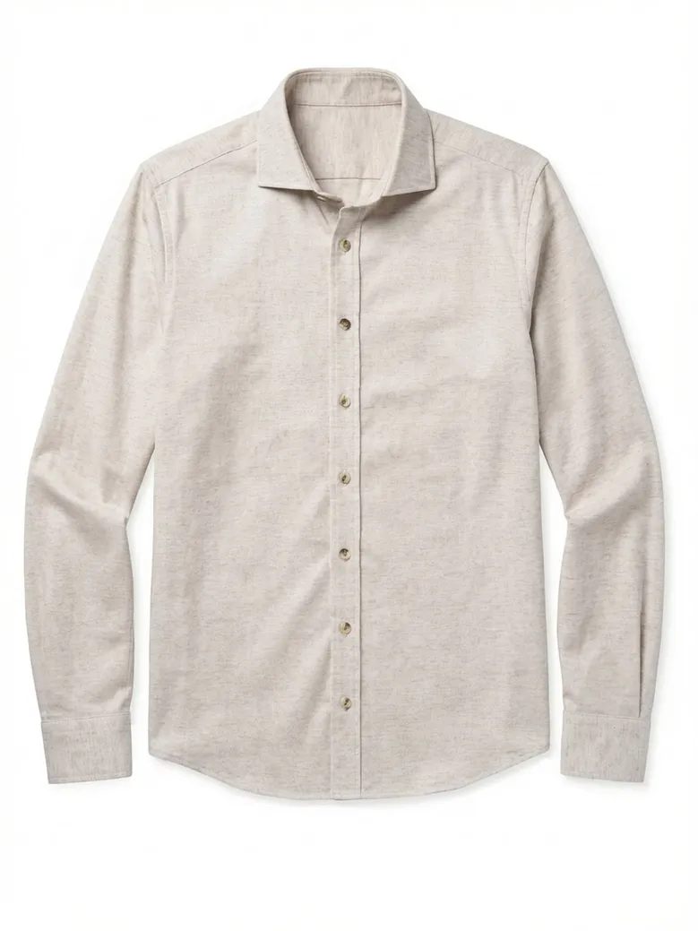 Chemise en flanelle beige uni