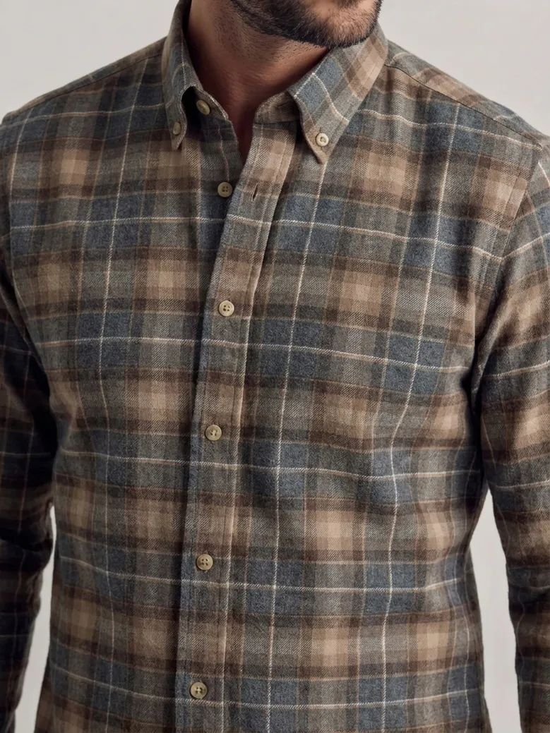 Chemise en flanelle épaisse tartan marron