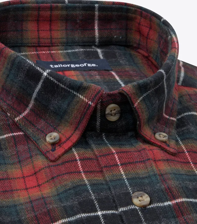 Chemise en flanelle épaisse tartan rouge et vert