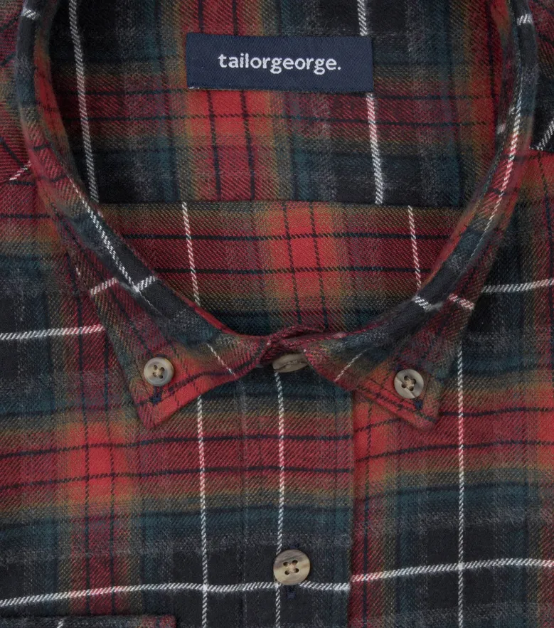 Chemise en flanelle épaisse tartan rouge et vert