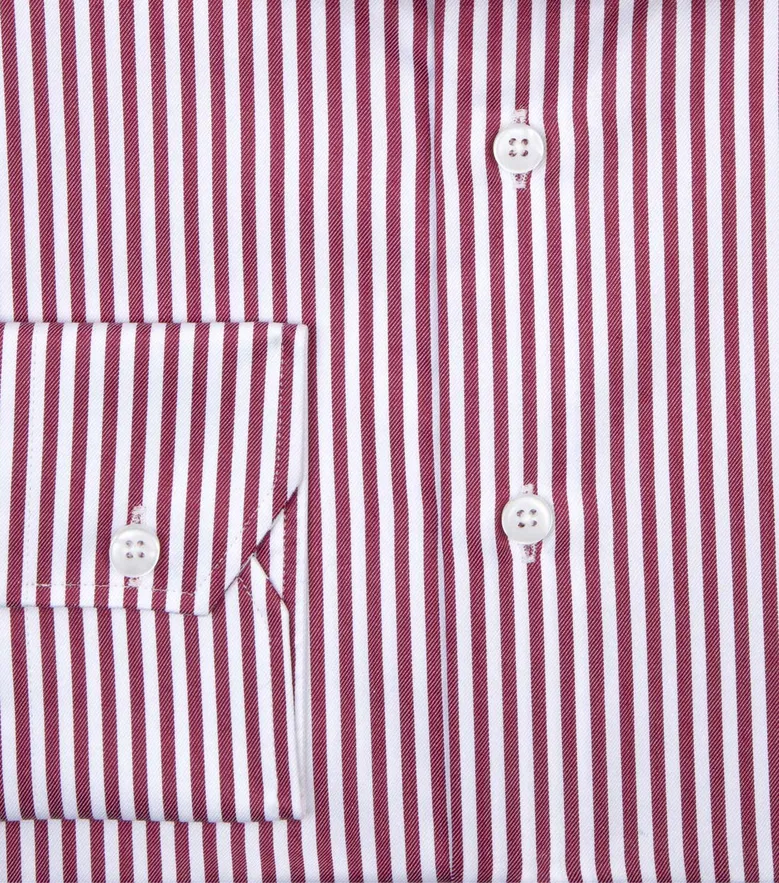 Chemise en twill à rayures rouge facile à repasser