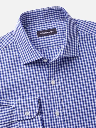Chemise en popeline à carreaux bleu