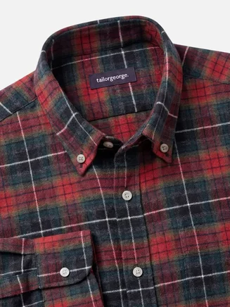 Chemise en flanelle épaisse tartan rouge et vert