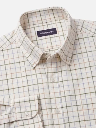 Chemise en flanelle à tattersall vert, bleu, marron