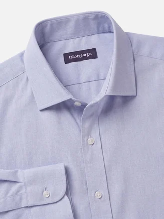 Chemise en popeline à micro-carreaux bleu lavande