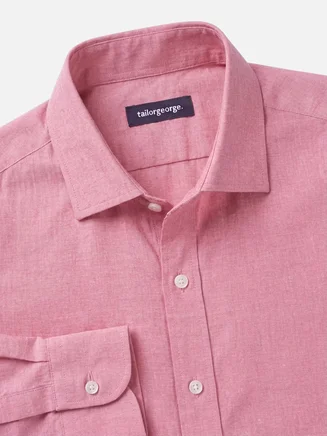 Chemise en fil-à-fil uni rouge