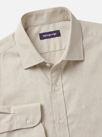 Chemise en twill uni beige