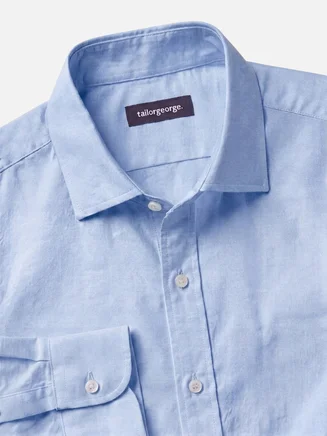 Chemise en chambray uni bleu ciel